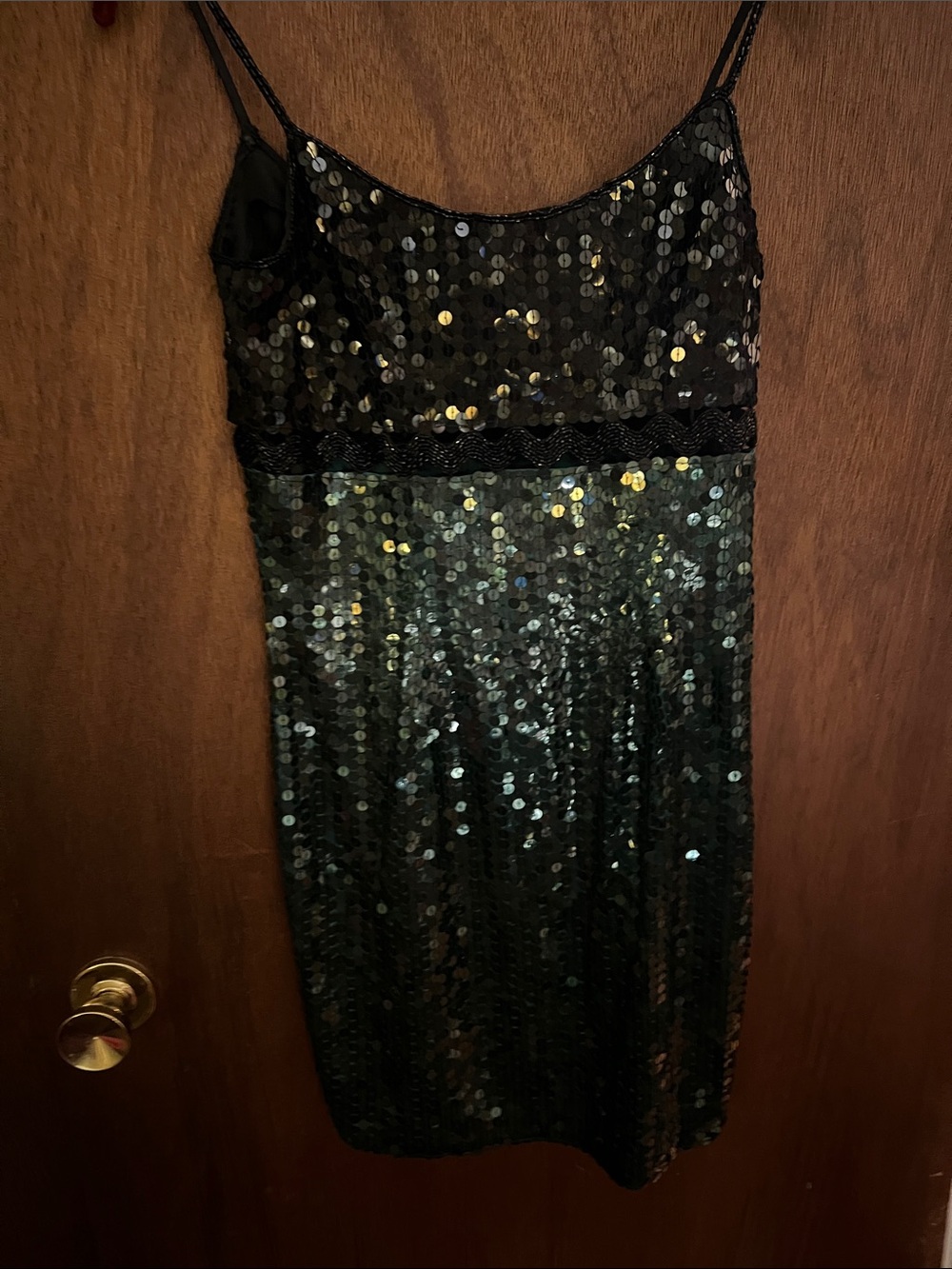 Black and green Sequin Mini Dress  by Niteline Della Roufigali